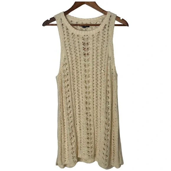 American Eagle Easy Open Stitch Weave Cream Sleeveless Knit Tank Top’ Sz XL NWTs - Picture 2 of 16